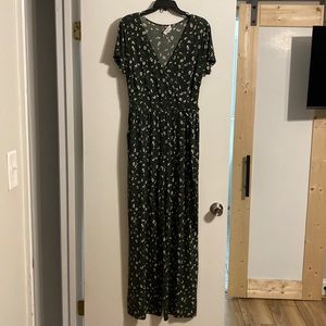 Large green floral Kaileigh jumpsuit with pockets